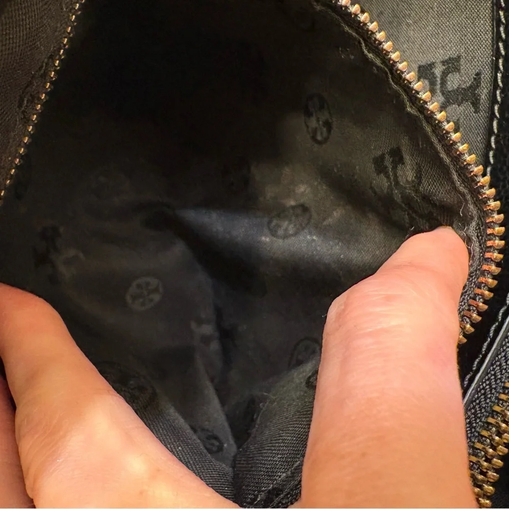 Tory Burch black grain leather Britton tote bag